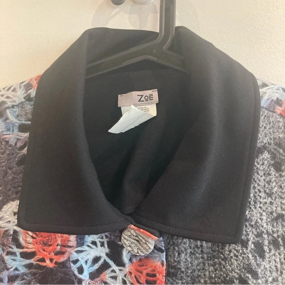 ZOE Sz L Colourful Colour  Block Pattern Unlined Button Closure Pockets Coat - Picture 11 of 12